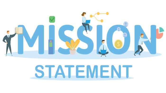 The words Mission Statement with a series of miniature people on the letters